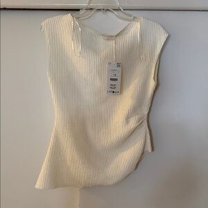 Zara Cream Ribbed Tank Top